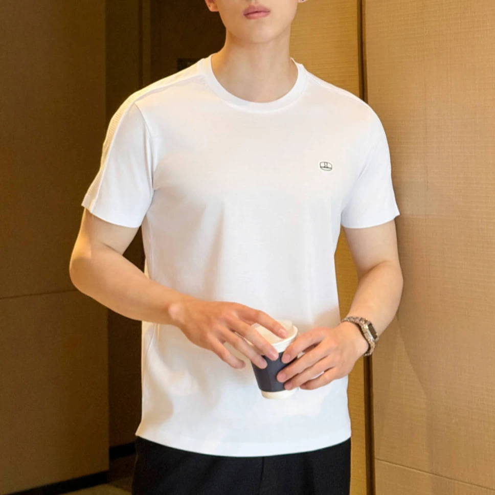 【莱赛尔+长绒棉】夏季男士简约圆领透气休闲短袖T恤（2550）