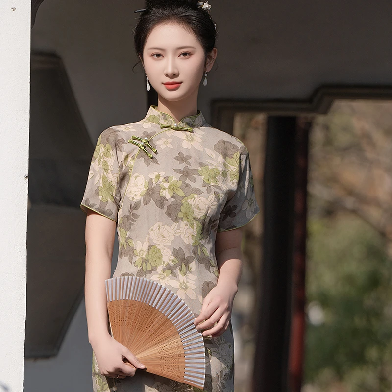 民国风旗袍改良夏季2025新款优雅年轻长款高端复古连衣裙气质款