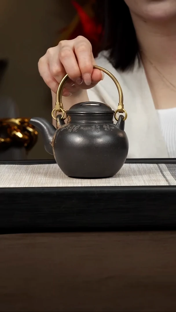 茶壶紫砂【P021】寿星提梁 300c  ZLM