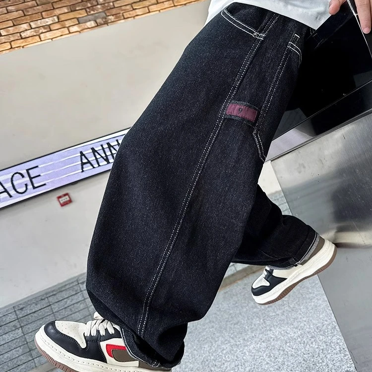男童牛仔裤2025春季新款时尚童装潮酷男孩宽松休闲阔腿长裤春秋款