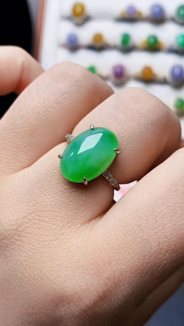 银S925镶嵌戒指翡翠0253