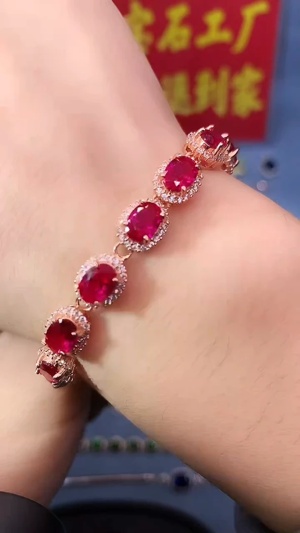 【闪购商品】红宝石手链银S925镶嵌1111