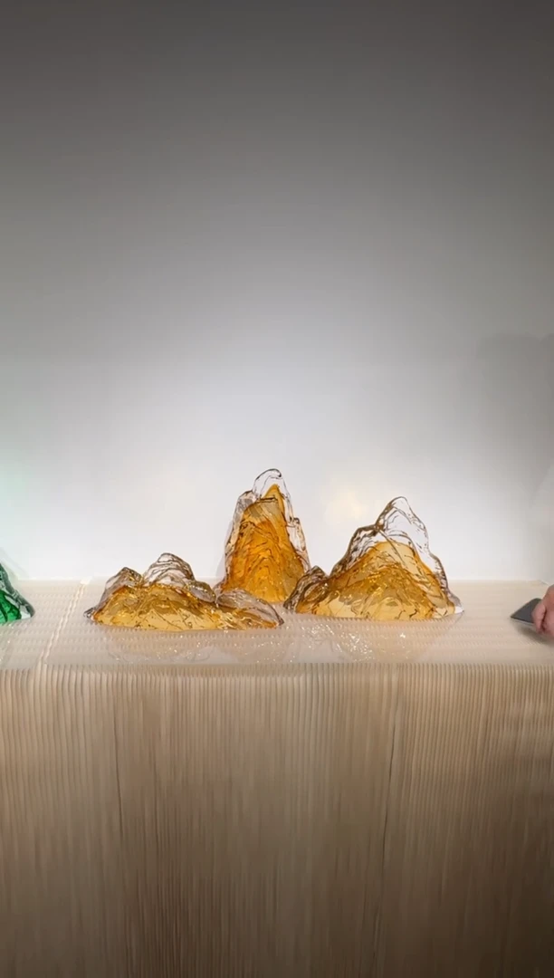 摆件璨石美学金色山一组艺术摆件