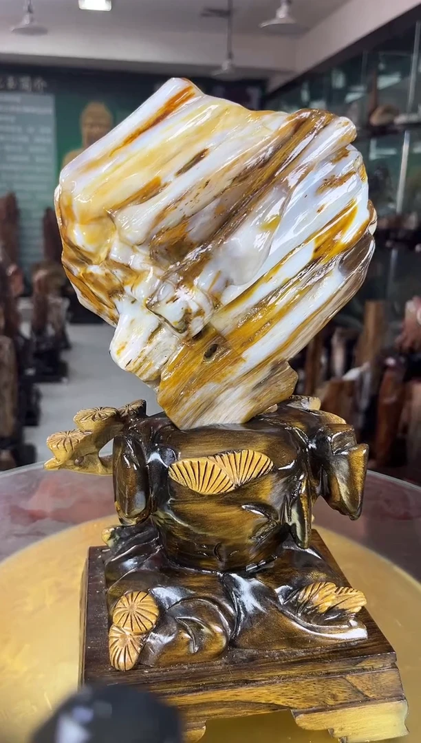 缅甸天然树化玉精品摆件
