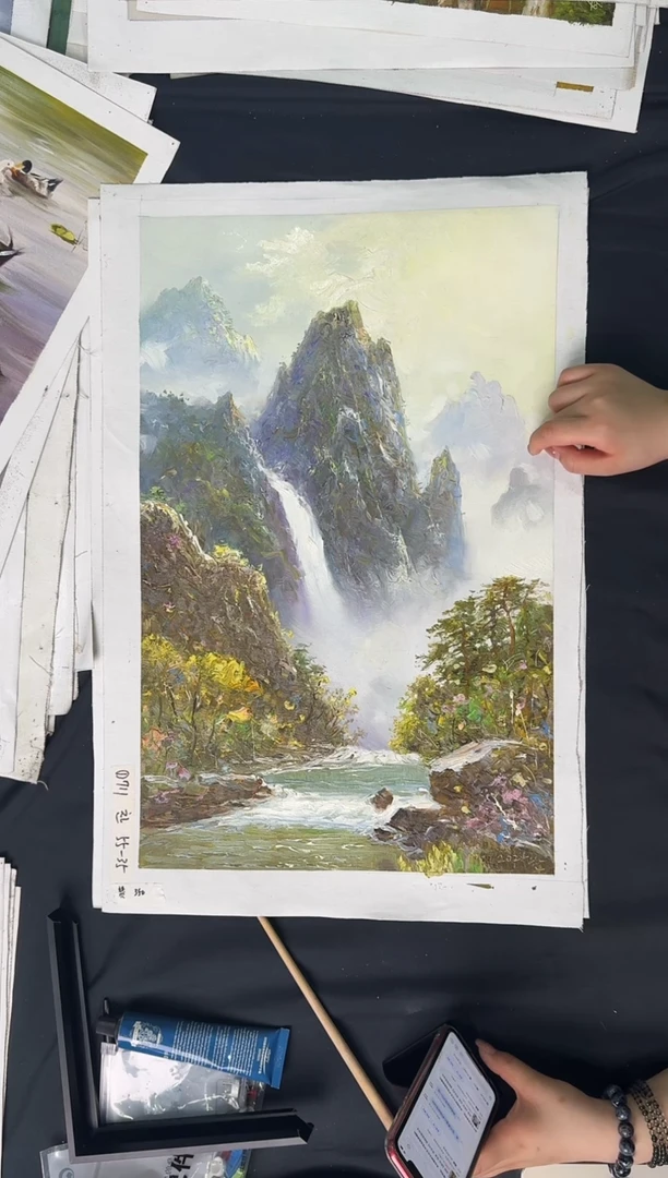 油画【原创·保真·带证书】朝鲜画家纯手绘油画--顺丰包邮--