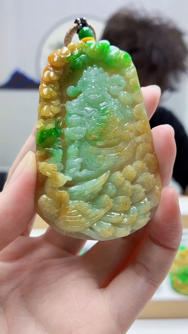 未镶嵌定制翡翠4688zm-毛货挂件140财神