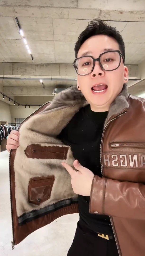 男士水貂真皮夹克 50码（125-140斤）