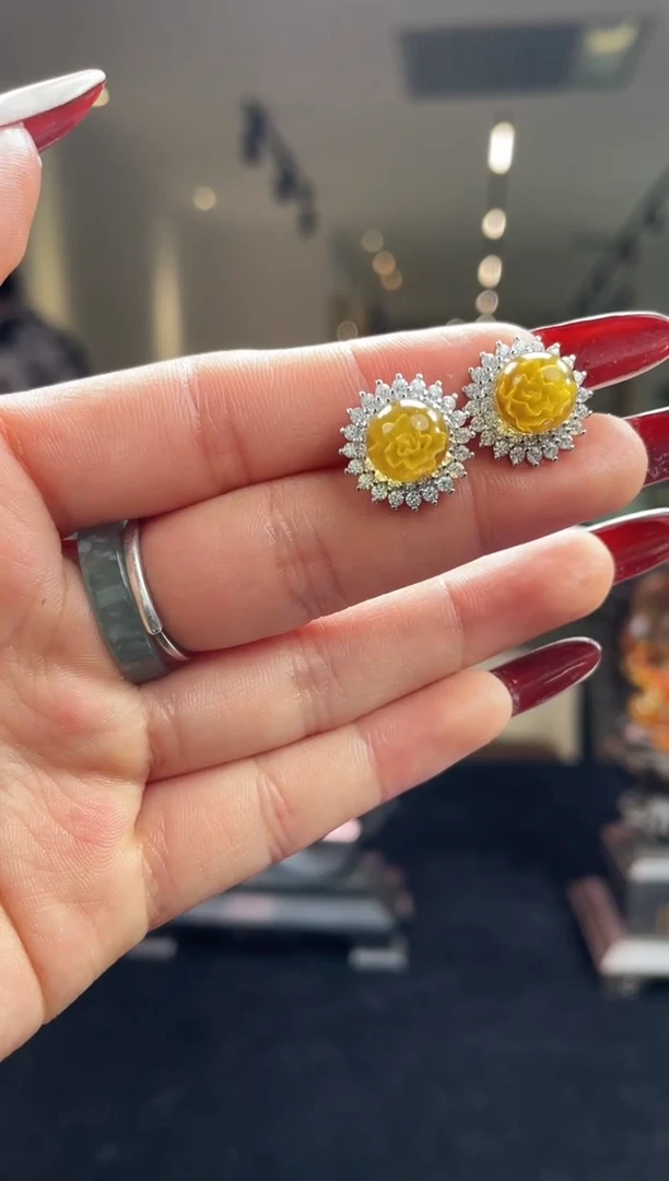 琥珀颈饰未镶嵌缅甸琥珀耳饰1 对