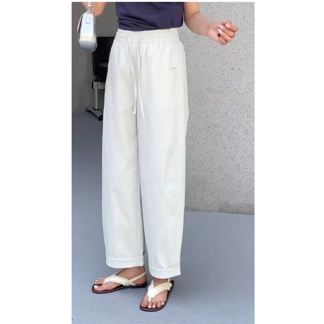 夏季新款高腰显瘦九分裤阔腿直筒休闲裤女