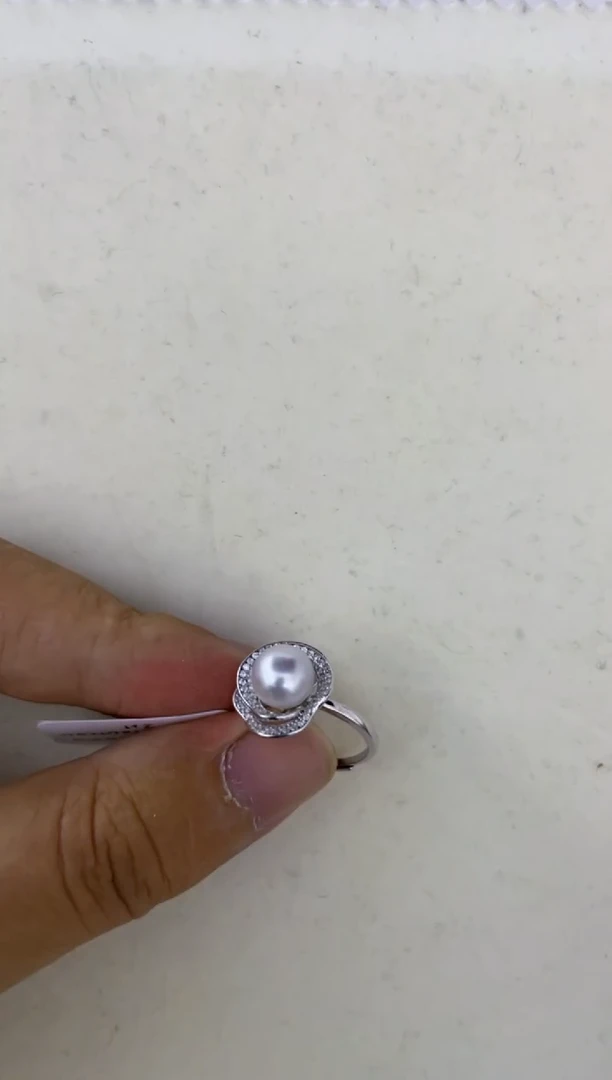 海水珍珠戒指银S925镶嵌戒指