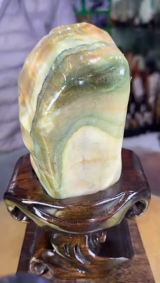 缅甸天然树化玉摆件
