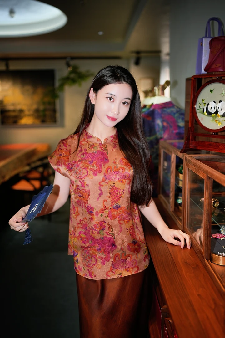 蓝大【云锦】新中式桑蚕丝短袖7899