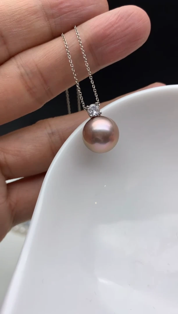 未镶嵌ff淡水珍珠紫珠吊坠（赠链）12~13mm