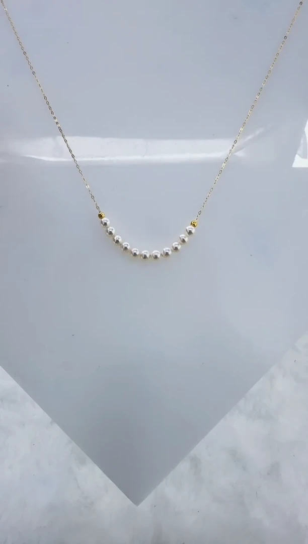 银S925镶嵌淡水珍珠DA珍珠微笑链4-5 a615