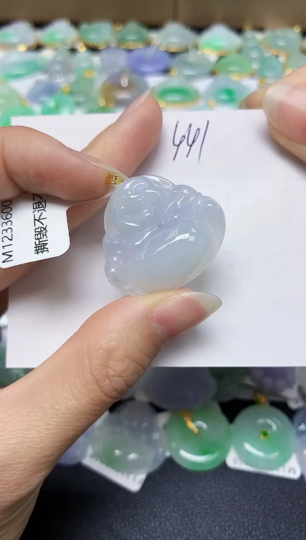 翡翠18K金镶嵌颈饰 天然翡翠A货