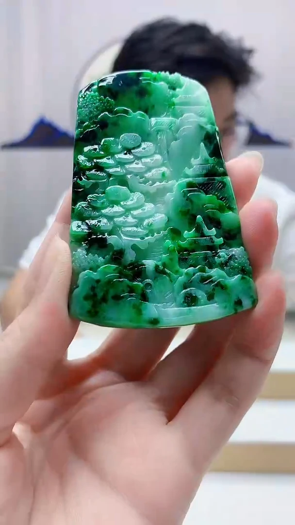 未镶嵌定制翡翠4688zm-毛货挂件93山水