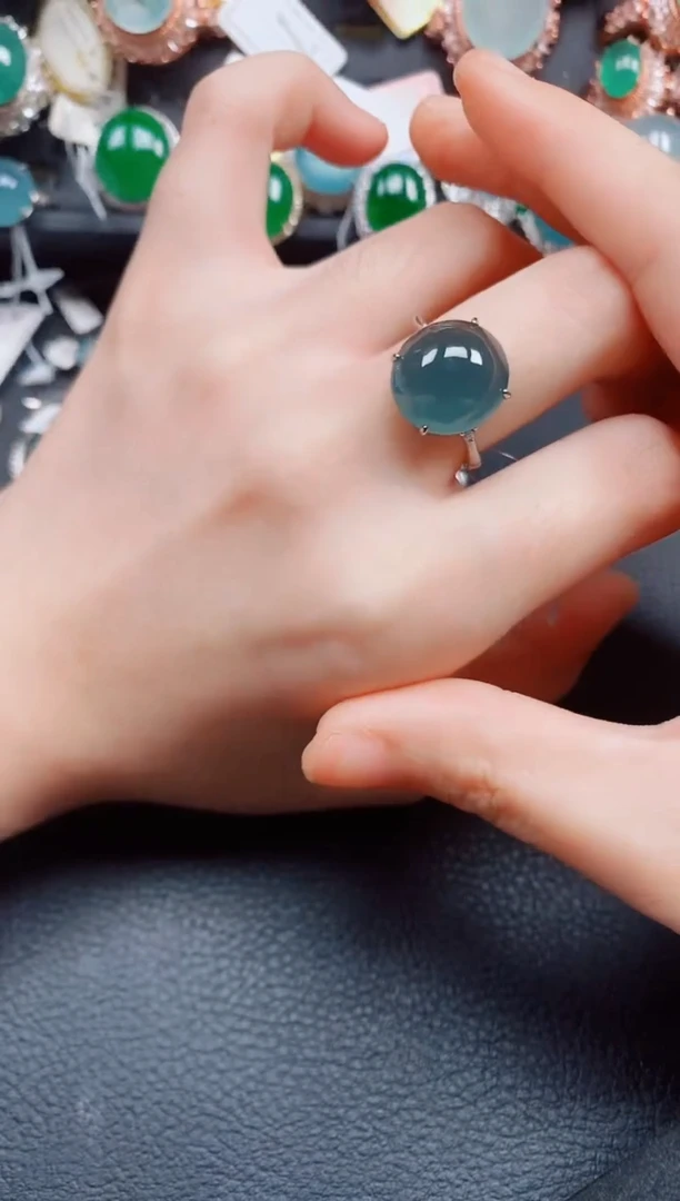 银S925镶嵌戒指翡翠翡翠