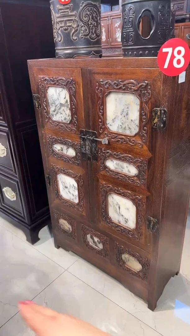 【闪购商品】木木艺黄花梨镶嵌云石板柜子3180.88888