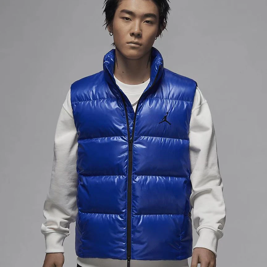 NIKE耐克跑者美学男子AJ蓝色秋冬拒水羽绒马甲FV7274-480