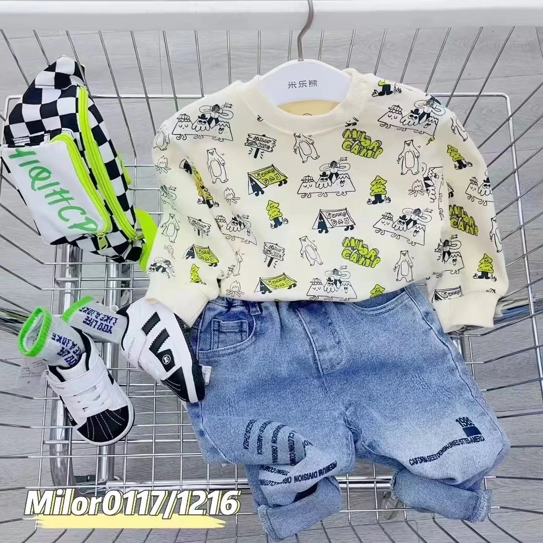 1173米乐熊男宝套头印花卫衣上衣儿童装衣服圆领春款