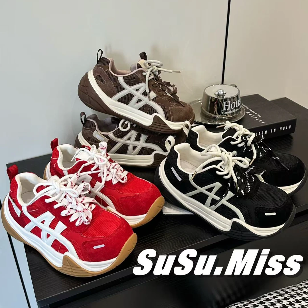 SUSU  【曲奇老爹】时尚百搭运动休闲鞋透气老爹鞋女鞋（跟高5.5）