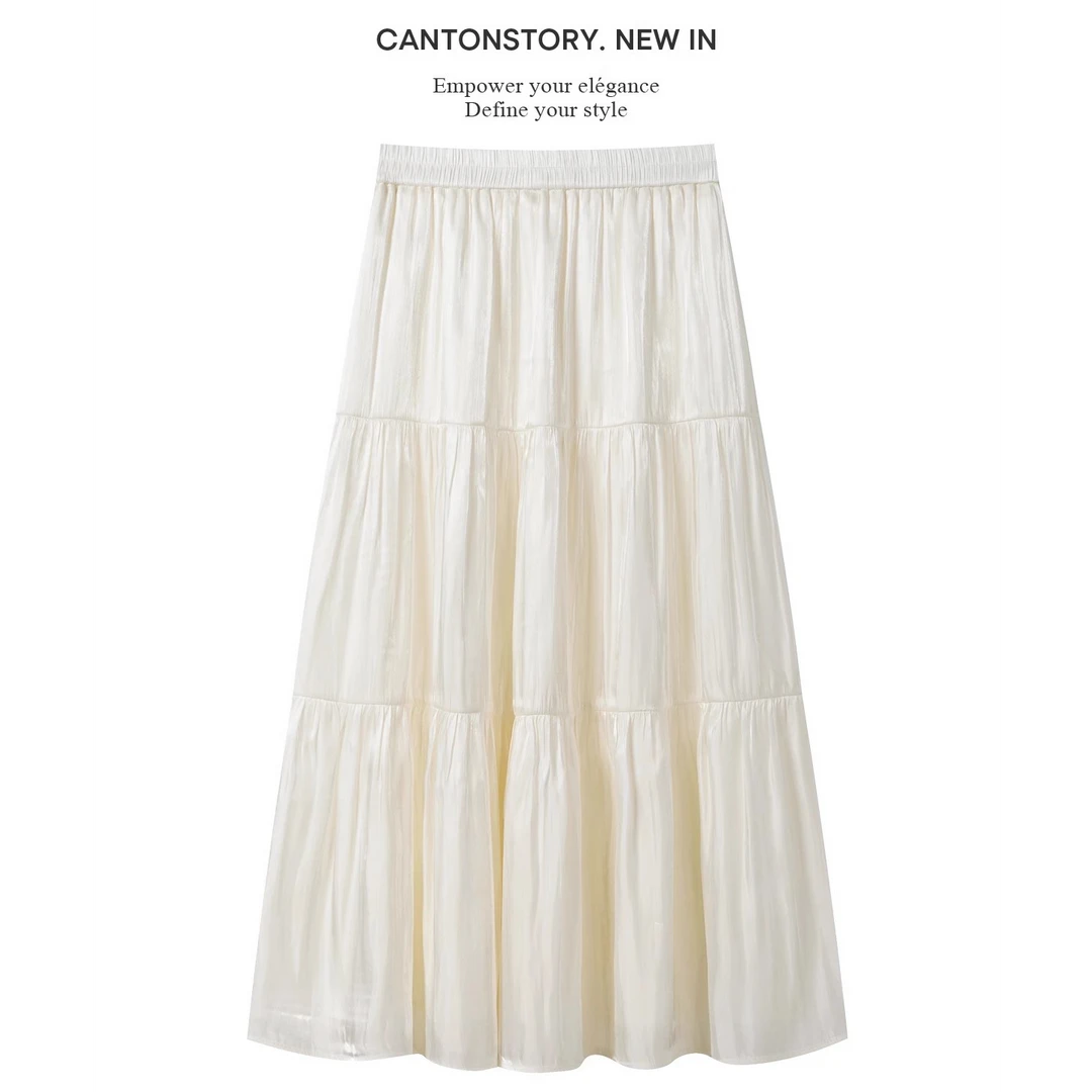 羊城故事-百搭蛋糕半身裙2025夏季高腰遮肉显瘦长裙Y50550047