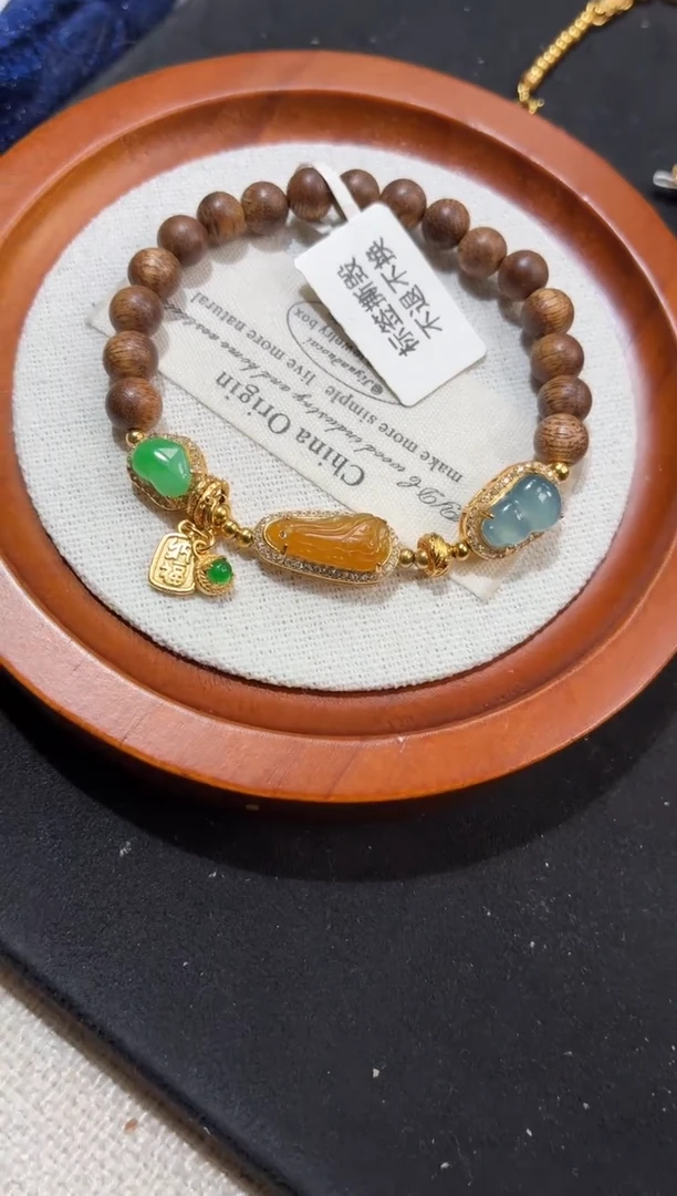 吊坠(不含链)银S925镶嵌翡翠手串