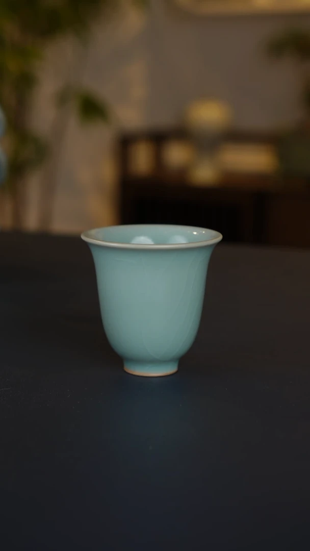 天青釉闻香杯 精品 柳条纹