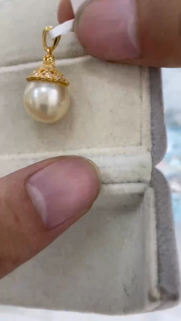 银S925镶嵌吊坠海水珍珠金珠