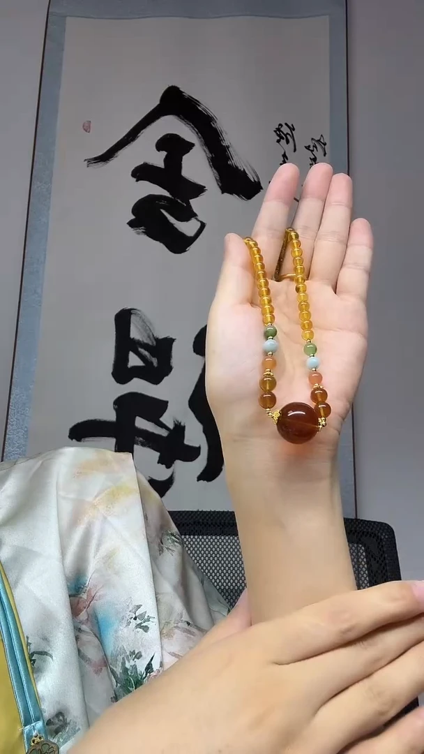琥珀项链未镶嵌大珠子卡17