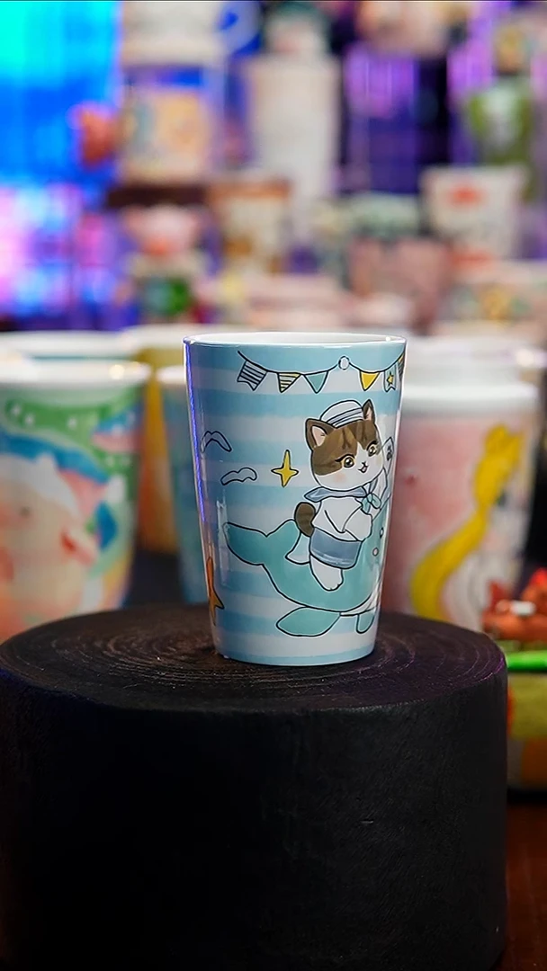 杯子瓷S125景德镇手工手绘杯子摆件