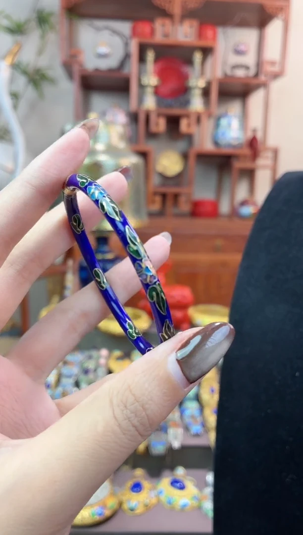 非遗手工景泰蓝开口小镯子53-57宝蓝