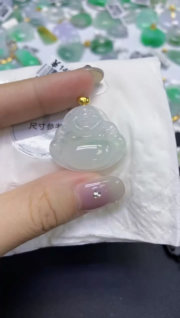 颈饰18K金镶嵌翡翠天然缅甸翡翠A货百元以上9元证书费自理