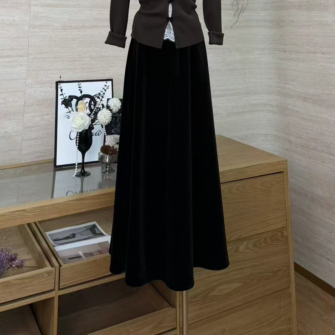 【夜宴舞曲】优雅赫本风高腰垂感显瘦半裙-00659