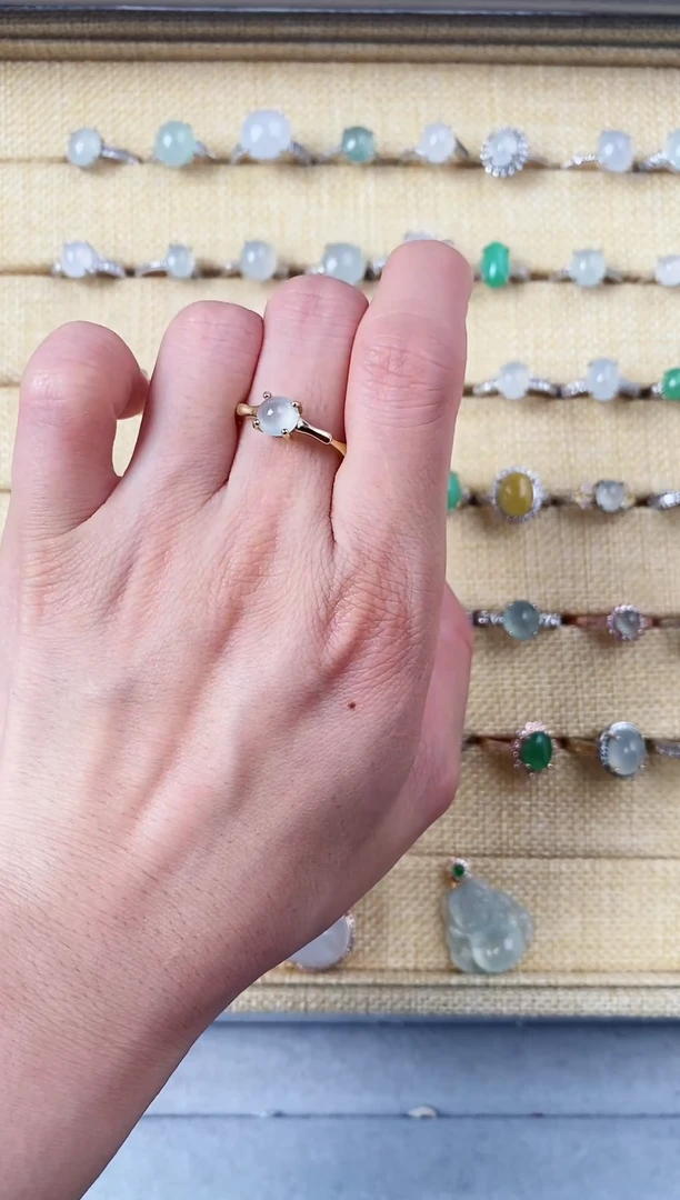 银S925镶嵌戒指翡翠银镶嵌翡翠戒指