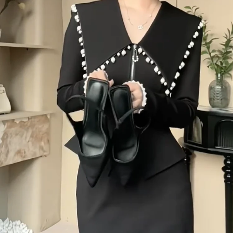 2025秋季法式休闲气质时尚套装早秋女神拼接欧若智性风套装