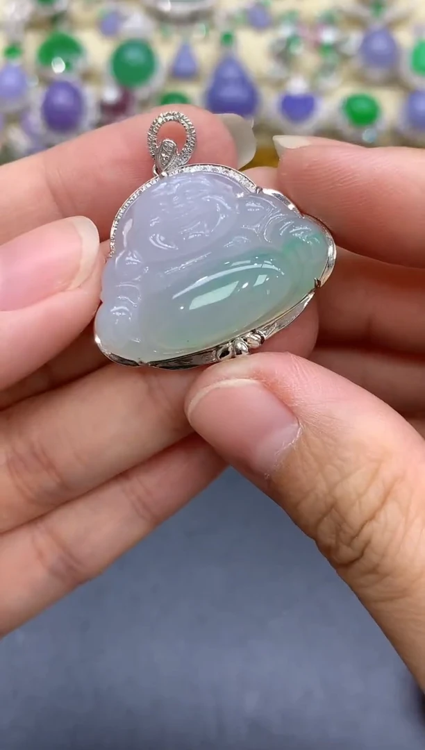 颈饰18K金镶嵌翡翠350-中国好珍宝