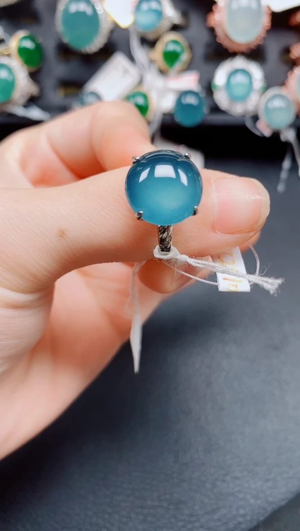 银S925镶嵌戒指翡翠翡翠