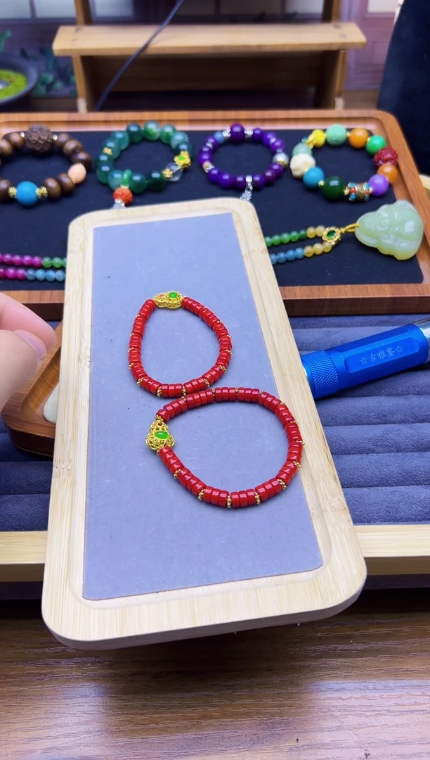 玛瑙/玉髓手链14K金镶嵌S625