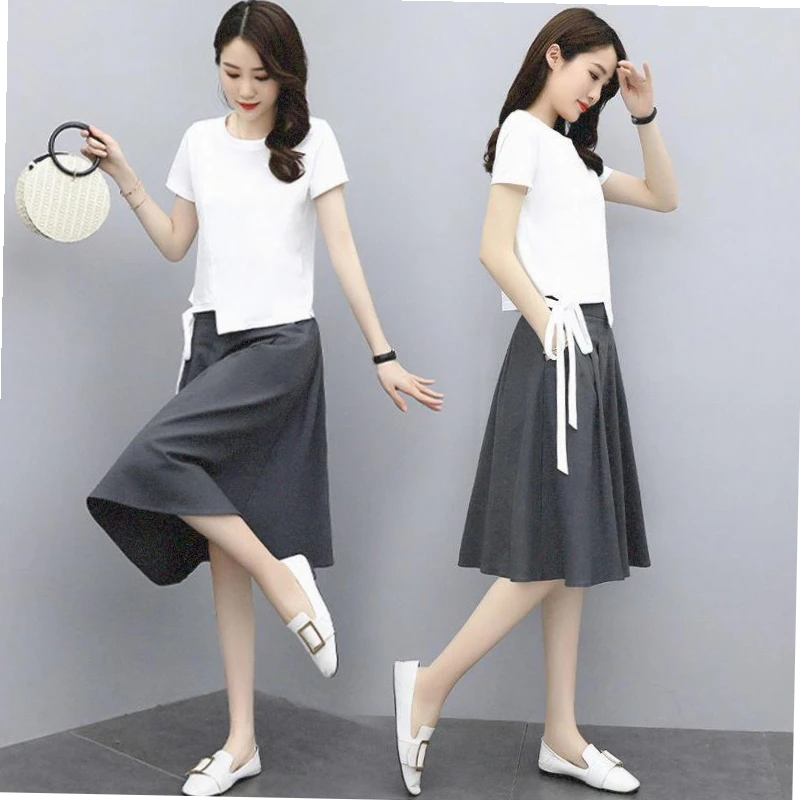 洋气裙子女短袖夏季新款时尚连衣裙小个子显瘦亚半身裙两件套潮