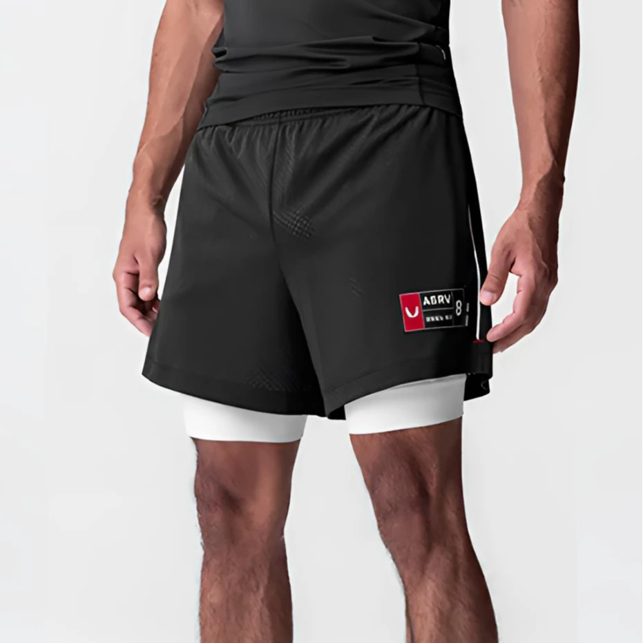ASRV美式双层短裤健身训练速干肌肉五分跑步拳击运动裤子户外大码