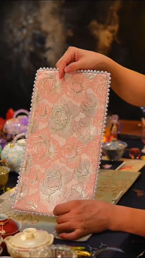 022 茶席茶席40x20cm粉色玫瑰