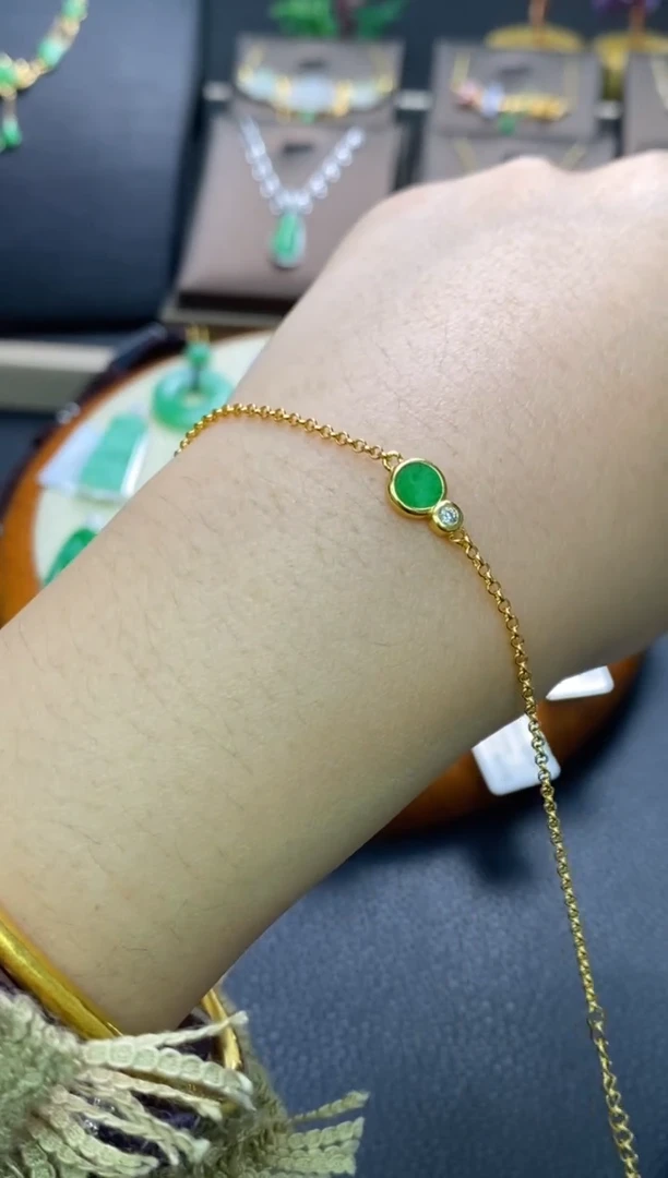 翡翠银S925镶嵌颈饰手链净货14505