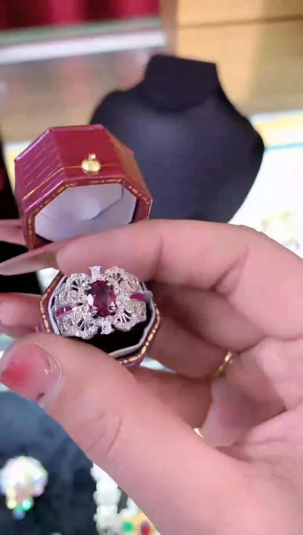 【闪购商品】石榴石戒指银S925镶嵌楚楚中古珠宝甄选不退换