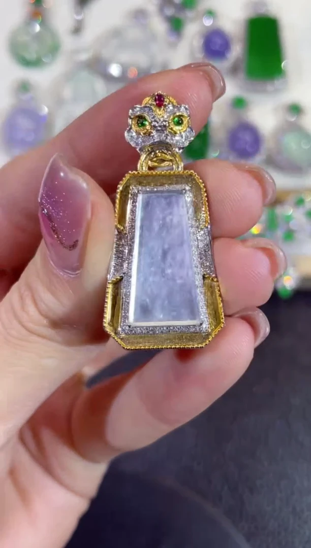 翡翠18K金镶嵌吊坠(不含链)团购5