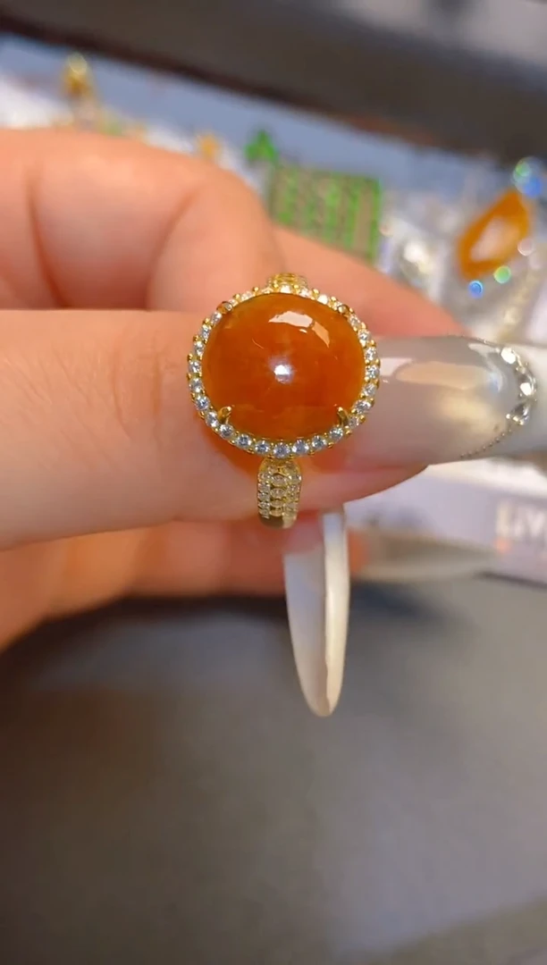 翡翠戒指银S925镶嵌天然