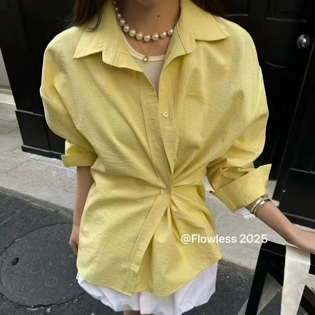 8008·CS# 侧扣衬衫 慵懒感翻领侧边口宽松版衬衫•