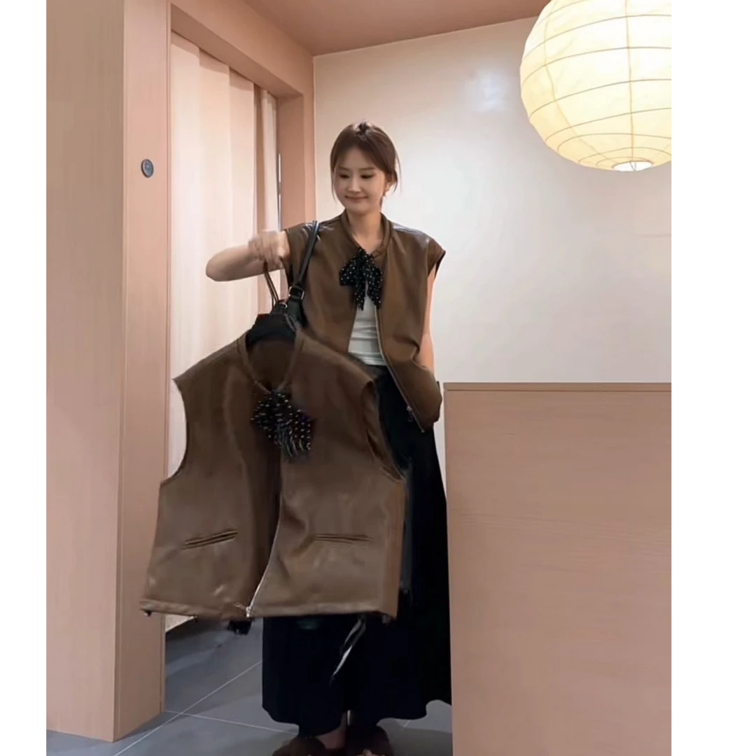 3208 UU 女2025韩版洋气百搭皮衣马甲
