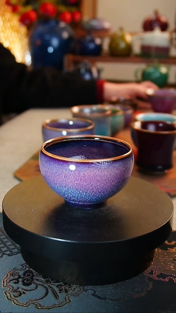 【闪购商品】瓷片468  紫鸡心杯  何