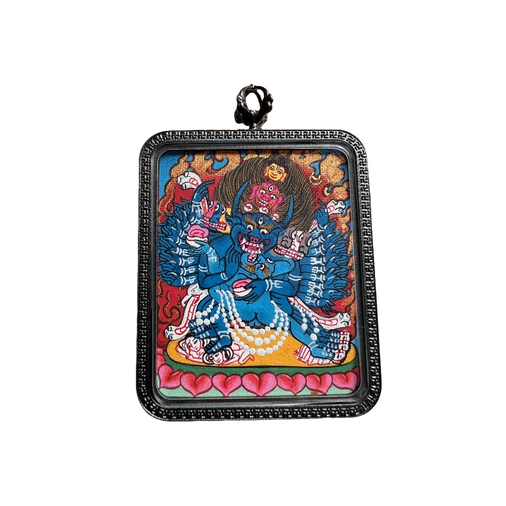 大威德经典纯手绘热贡唐卡西藏吊坠青海热贡手工绘画（多样性发一）